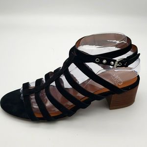 Franco Sarto Finesse Suede Cage Sandal Size 8 in Black